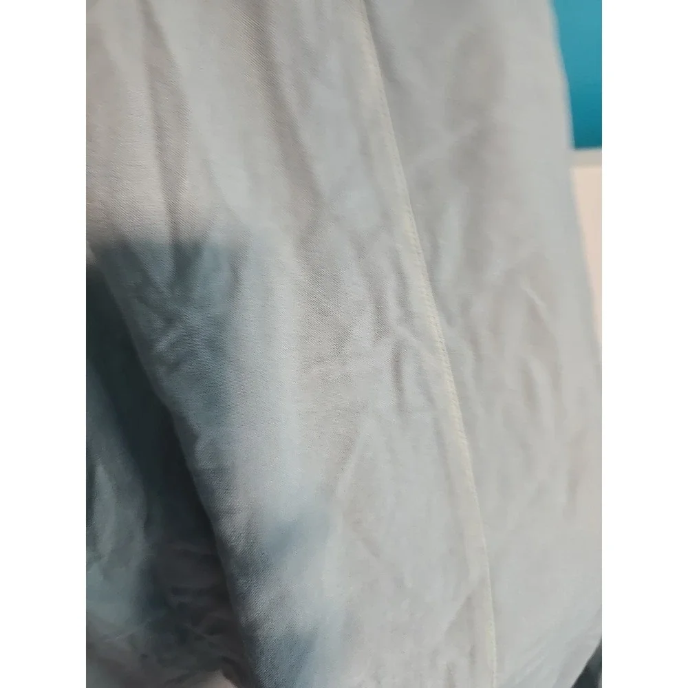 Vintage 1990s Sz Small Embroidered Maxi Dress Blue Sky Floral Tie Back Summer - Picture 6 of 10